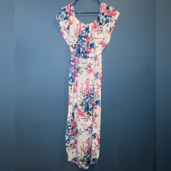 Dresses & Skirts - Blue and Pink Floral Maxi Dress - S